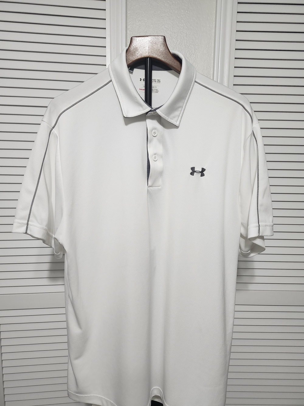 Under Armour White Men’s Short-Sleeve Performance Polo with Gray Trim